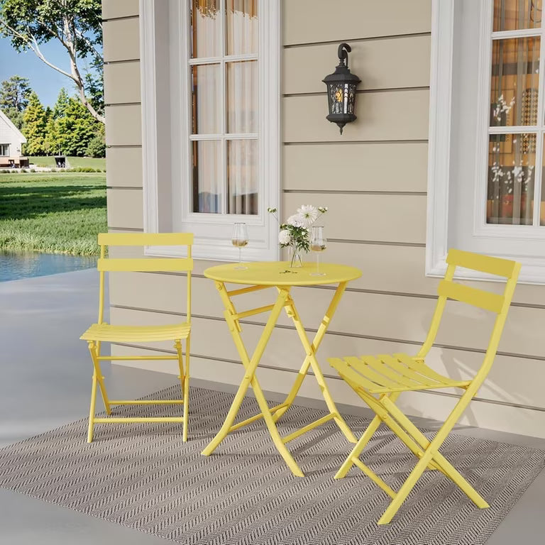 Villo Home Folding Bistro Set with 2 Chairs & Table